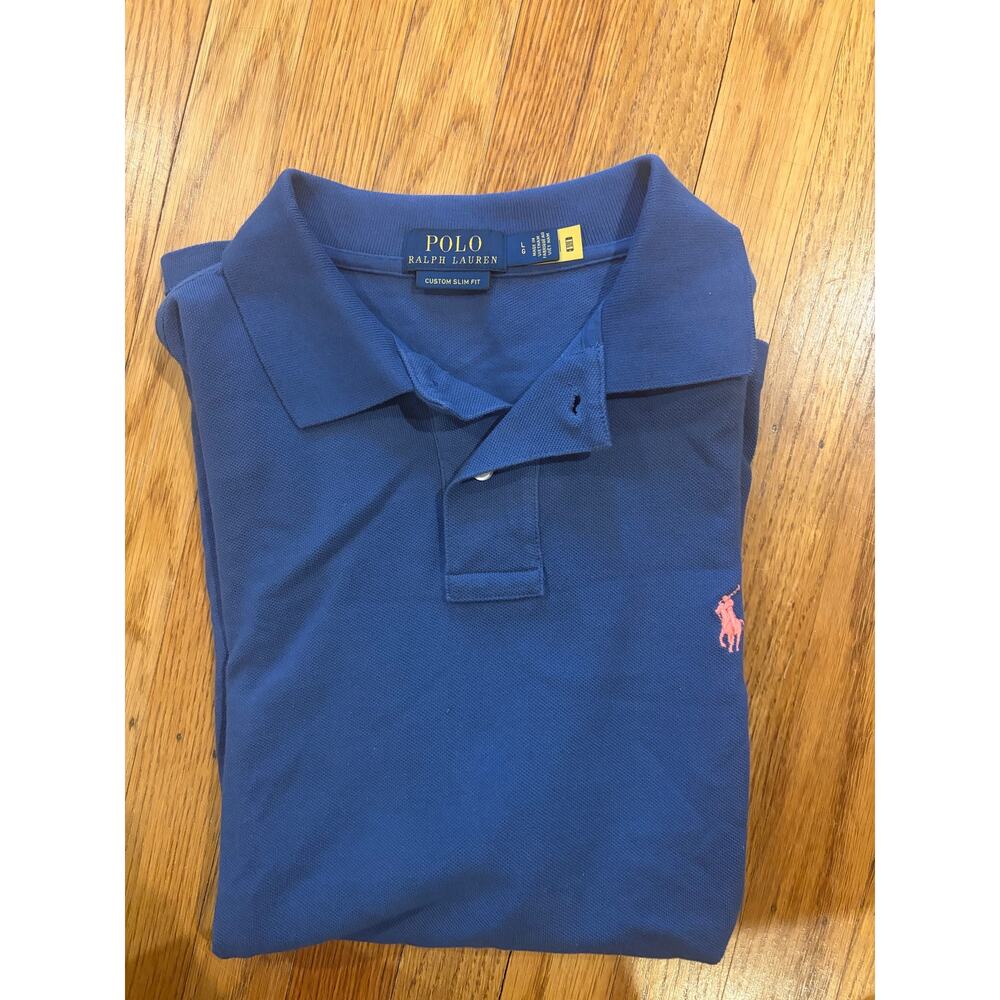 Polo Ralph Lauren Custom Slim Fit Polo Shirt Men’s Blue Short Sleeve Pony Logo